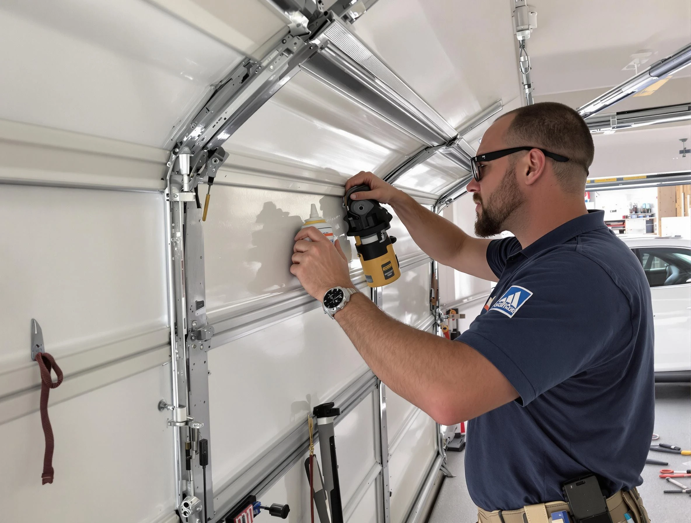 Walpole Garage Door Repair technician performing comprehensive noise reduction service in Walpole