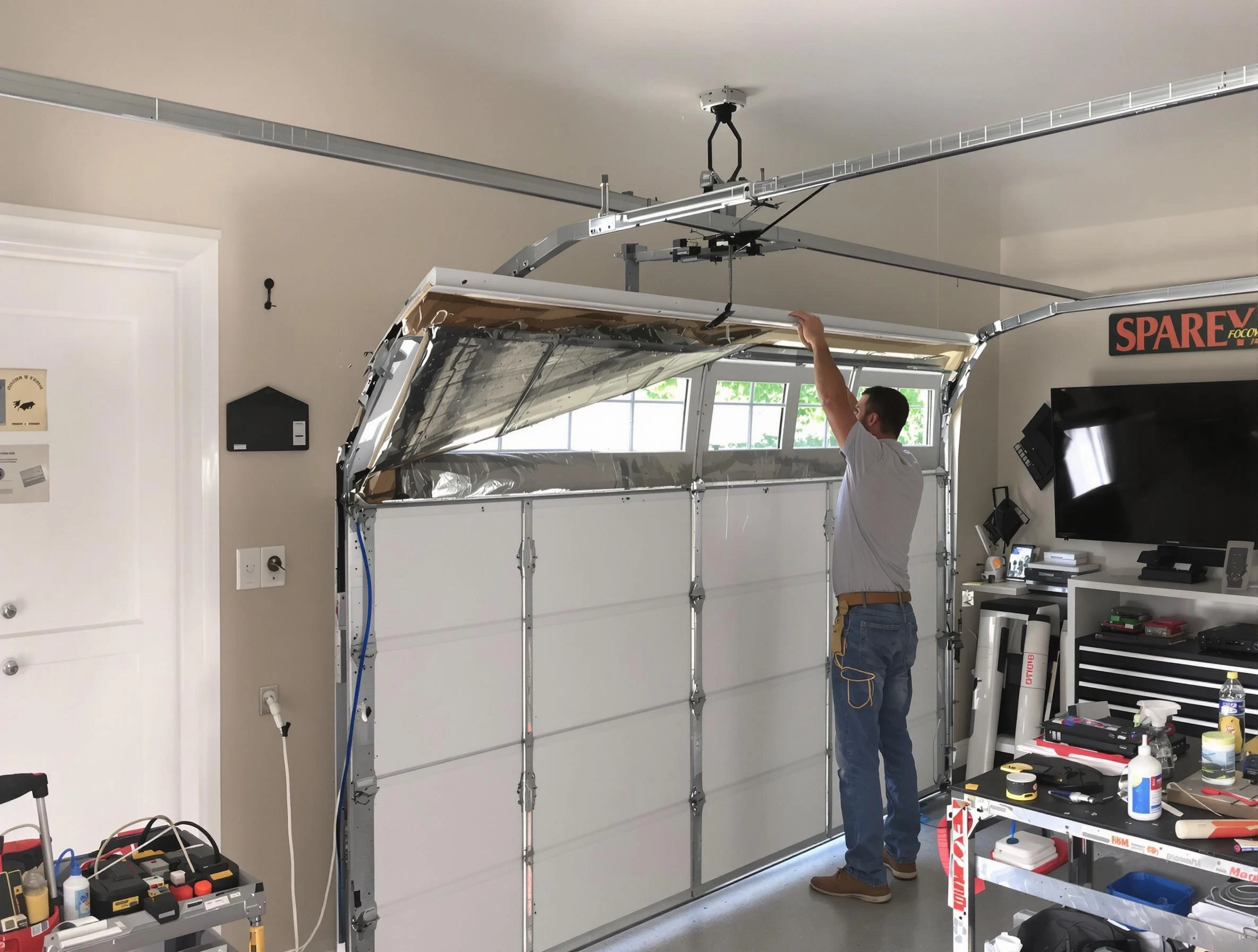 Garage door section replacement by Walpole Garage Door Repair in Walpole